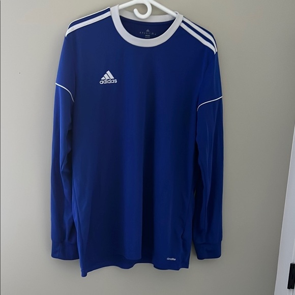Adidas Blue Long Sleeve Tee with White Trim - Picture 1 of 4